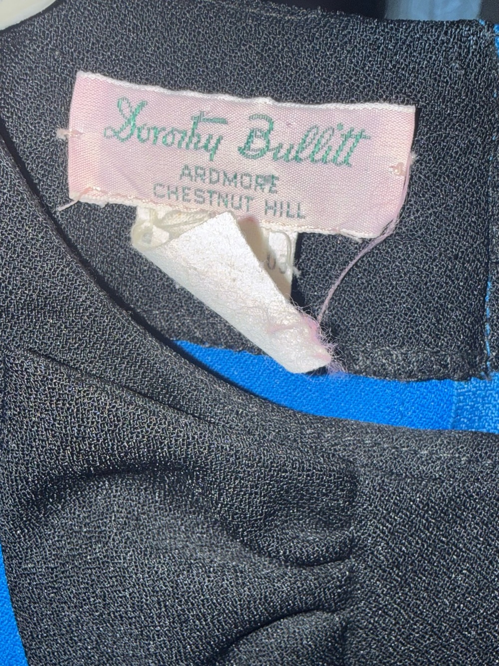 Vintage Dorothy Bullitt Black and Blue Women's Dress
